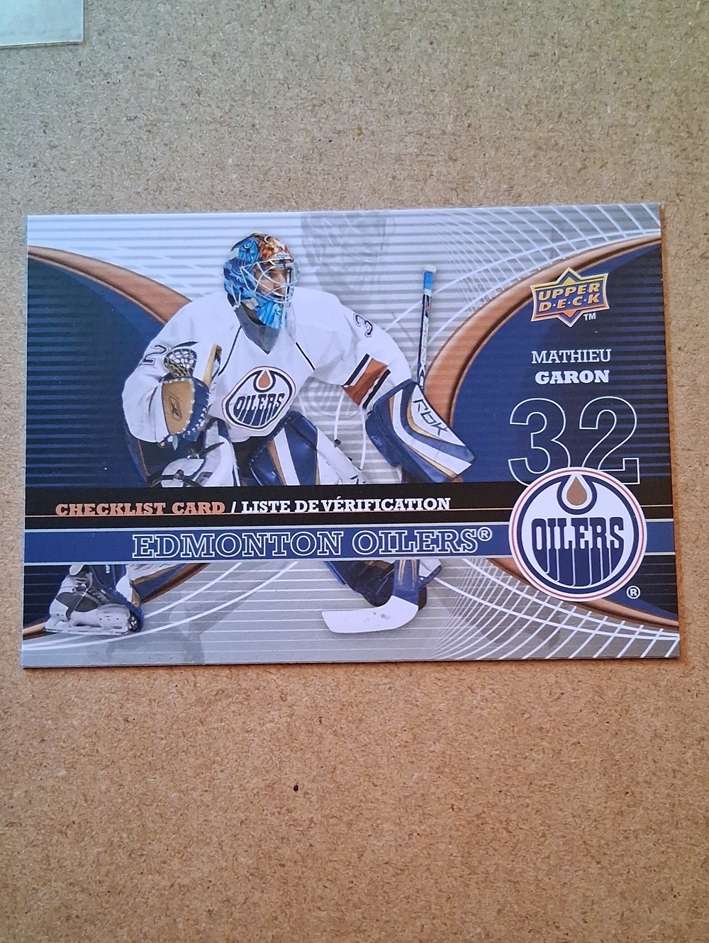 Edmonton Oilers Mathieu Garon #32 Collectible Checklist Card - Blue/White